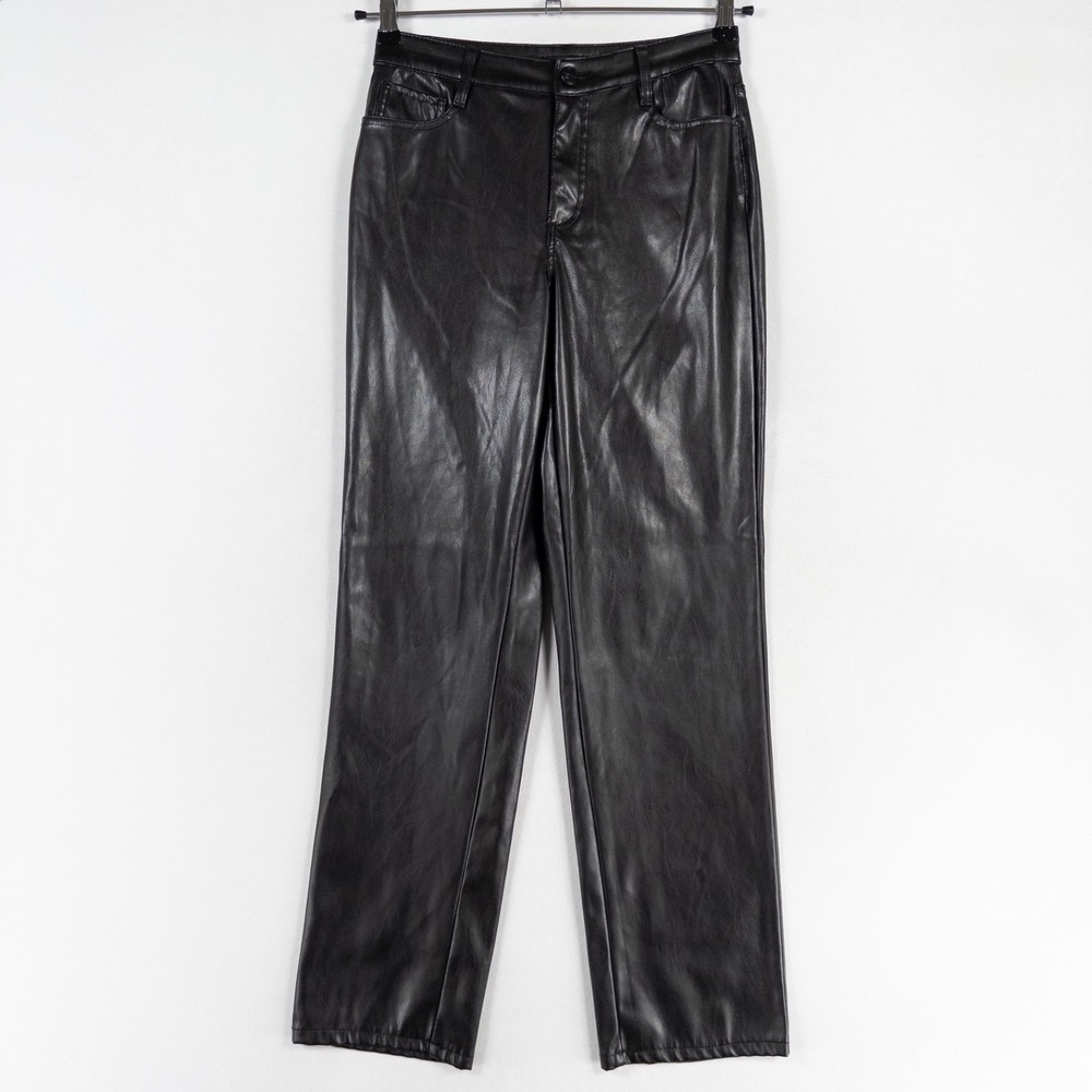 Dollhouse Pants 5/6 Black Faux Leather Straight Leg Y2K Grunge Streetwear Club